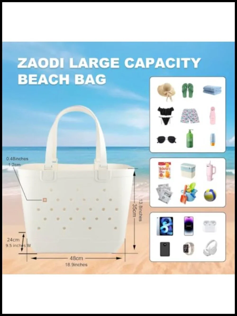 Waterproof Sandproof Rubber Beach Tote Bag Large Capacity EVA Handbag